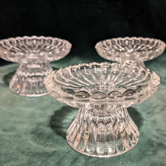 3 PartyLite P9249 "Quilted Crystal" Pedestal for Taper votive or pillar candle